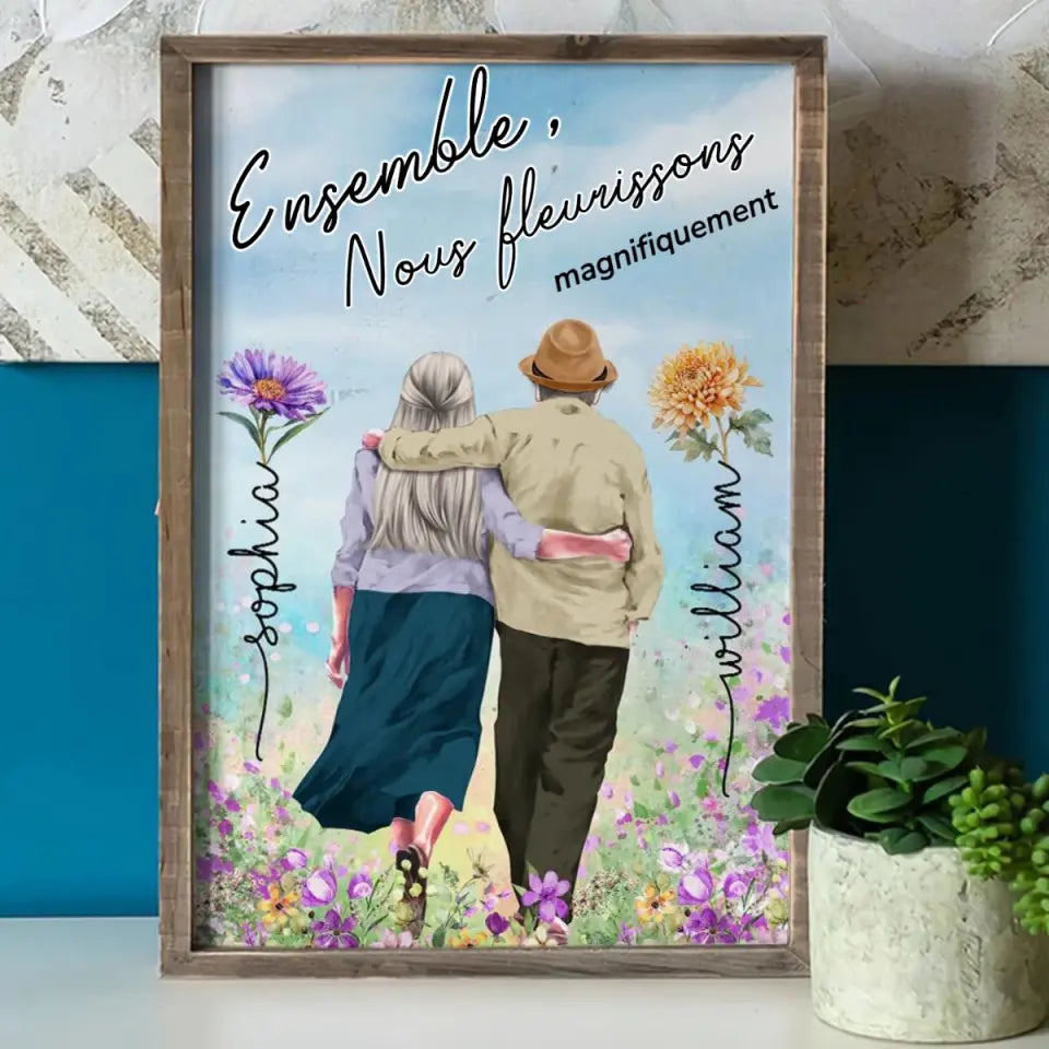 Poster personnalisé pour couple âgé (Ensemble, nous fleurissons magnifiquement
