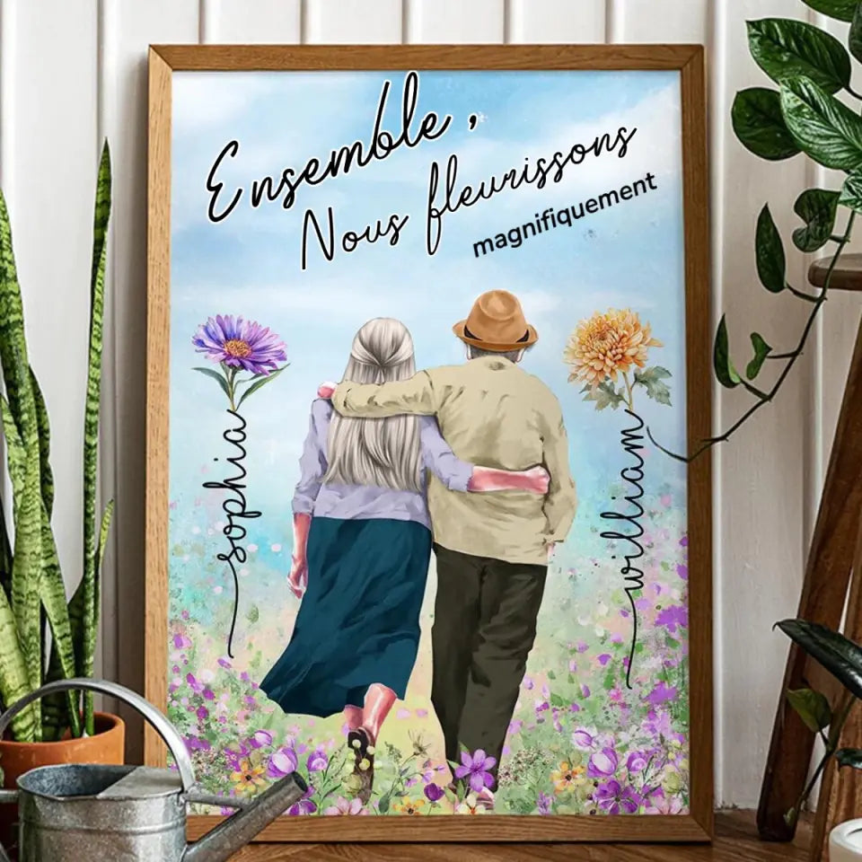 Poster personnalisé pour couple âgé (Ensemble, nous fleurissons magnifiquement3