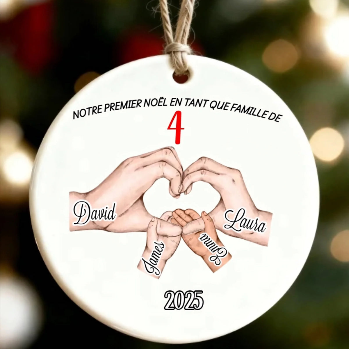 Décoration Sapin Noël Ornement Personnalisé Jusqu'à 6 Noms Cadeau Famille