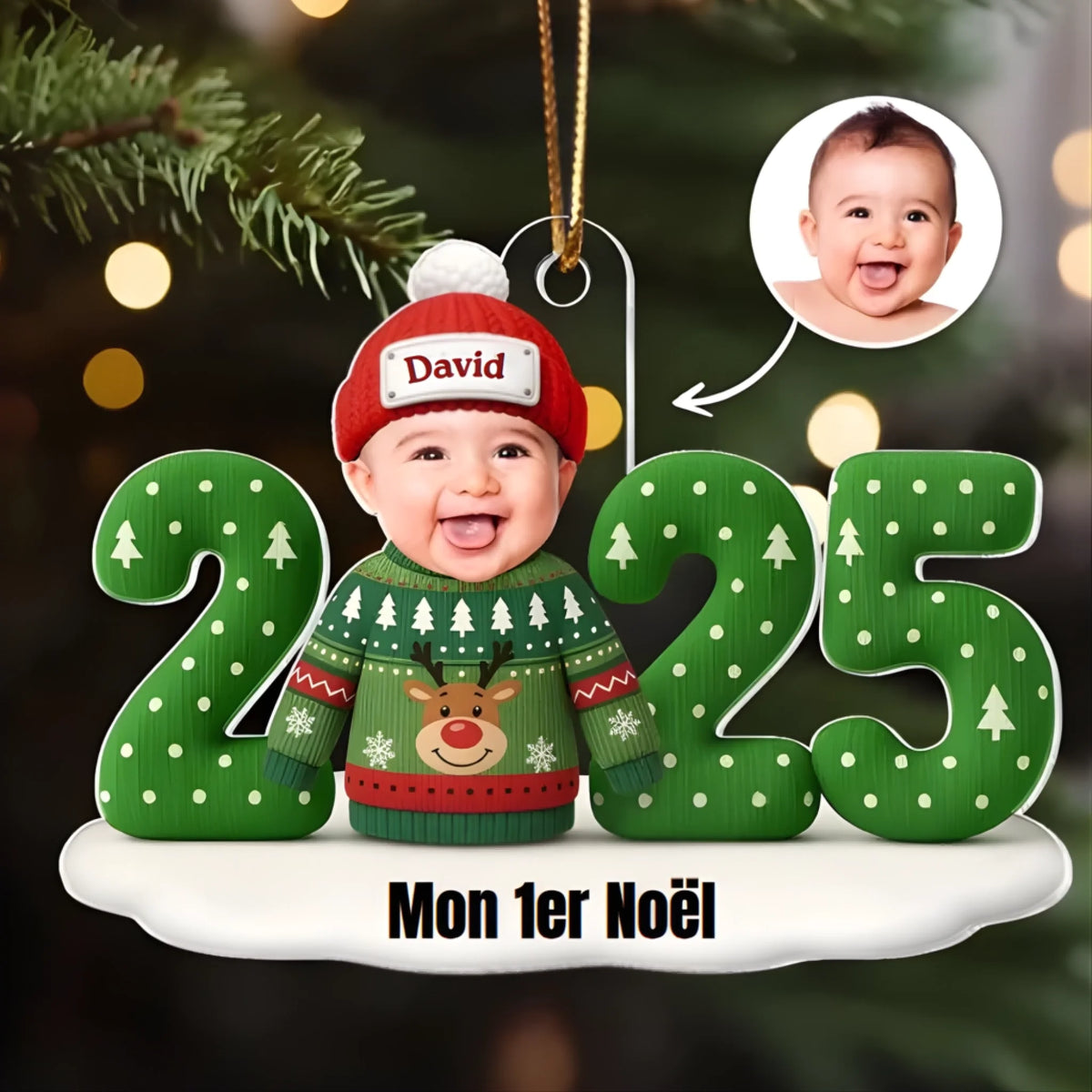 Ornement Noël 2025 Personnalisé