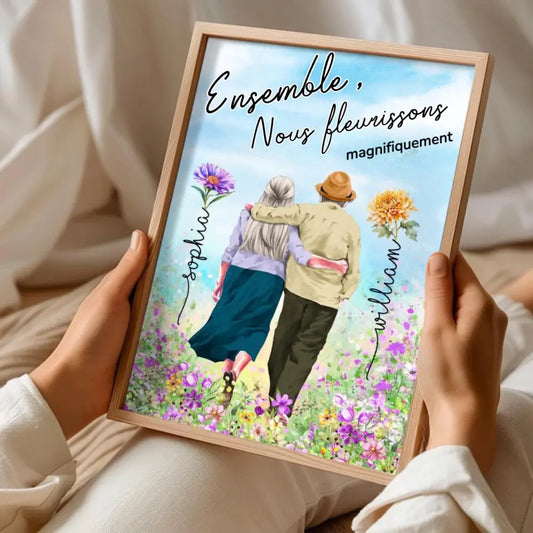 Poster personnalisé pour couple âgé (Ensemble, nous fleurissons magnifiquement2