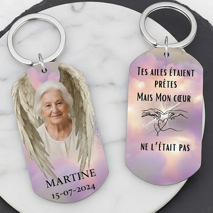 « Tes ailes étaient prêtes, mon cœur ne l’était pas » Porte-clés commémoratif personnalisé-13