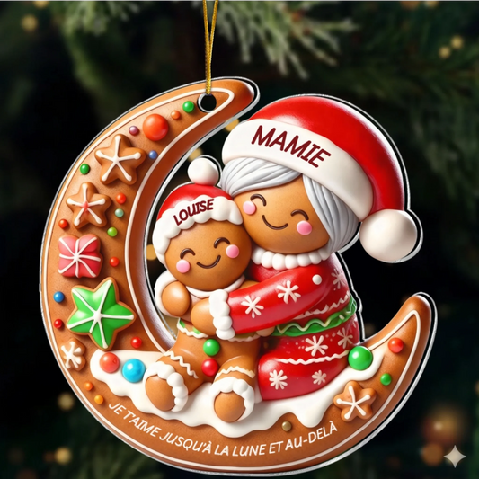 Je t’aime jusqu’à la lune – Ornement de Noël pour mamie et petit-enfant1