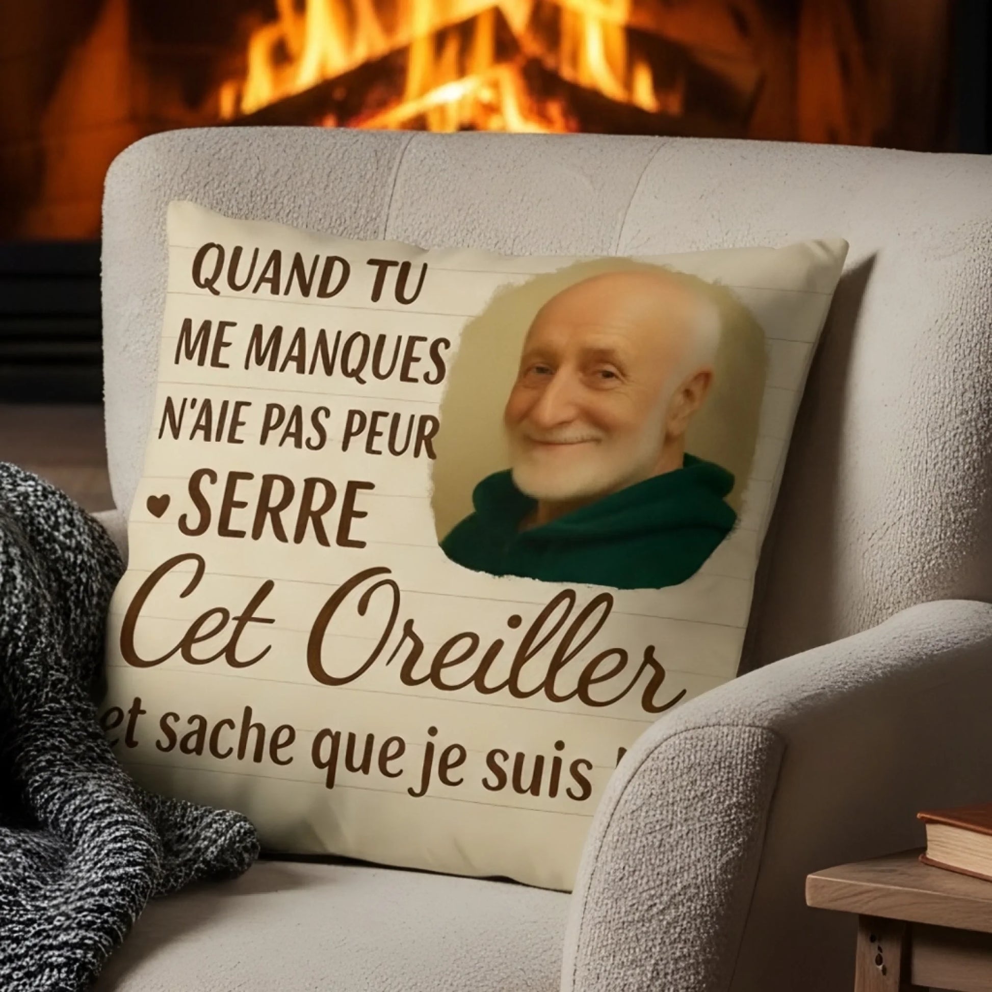Housse d’oreiller souvenir personnalisée – QUAND TU ME MANQUES N'AIE PAS PEUR SERRE Cet Oreiller et sache que je suis là V23