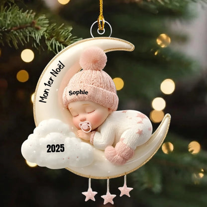 Mon Premier Noël  Ornement Souvenir Personnalisé Bébé sur la Lune1