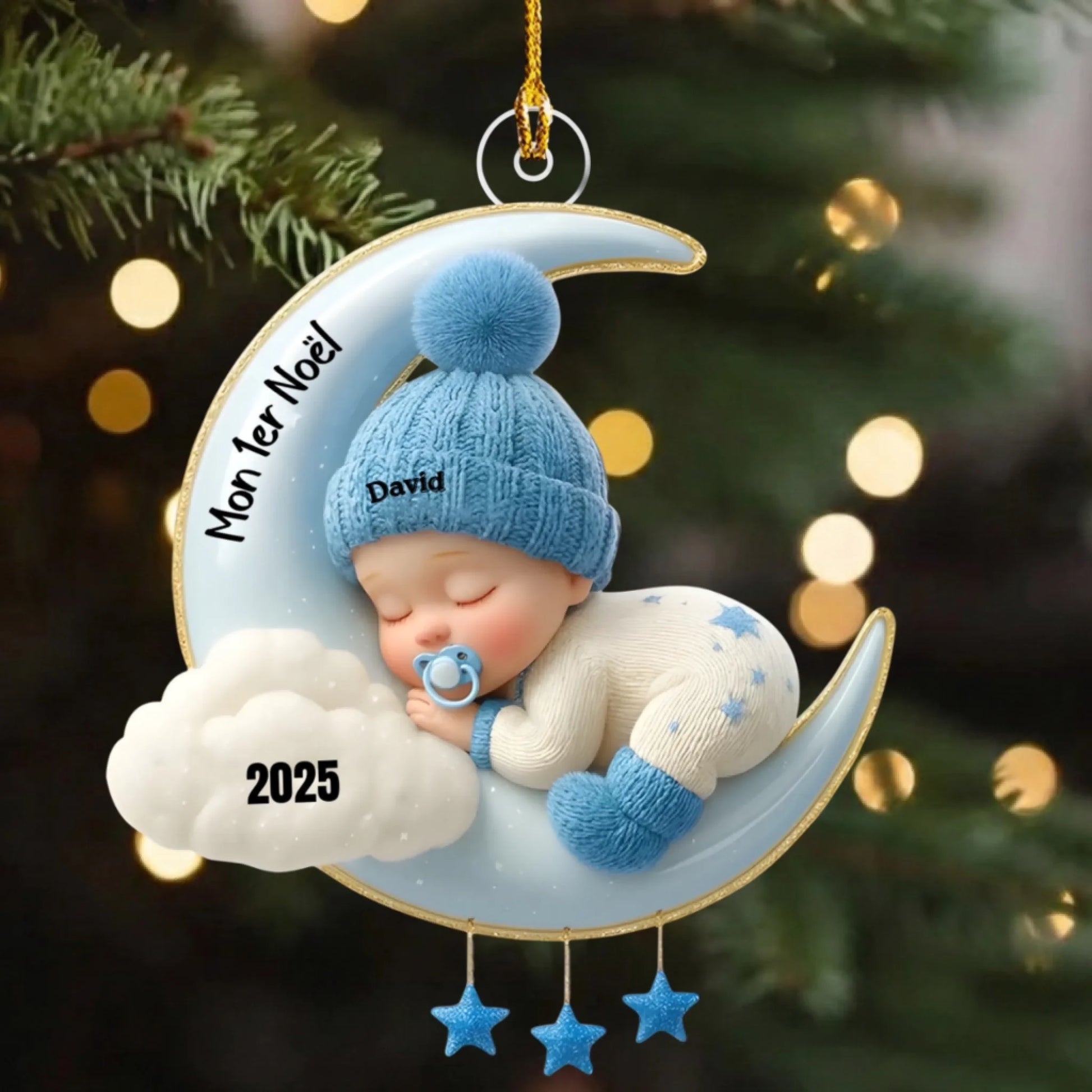 Mon Premier Noël  Ornement Souvenir Personnalisé Bébé sur la Lune