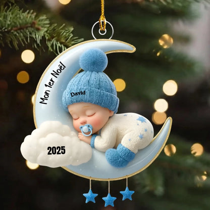 Mon Premier Noël  Ornement Souvenir Personnalisé Bébé sur la Lune