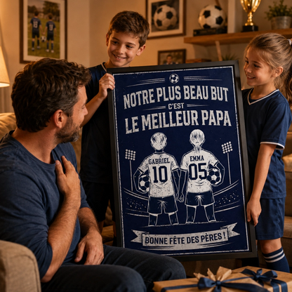 Affiche Personnalisée Football "Mon Plus Beau But" - Cadeau Fête des Pères, Papa et Enfant
