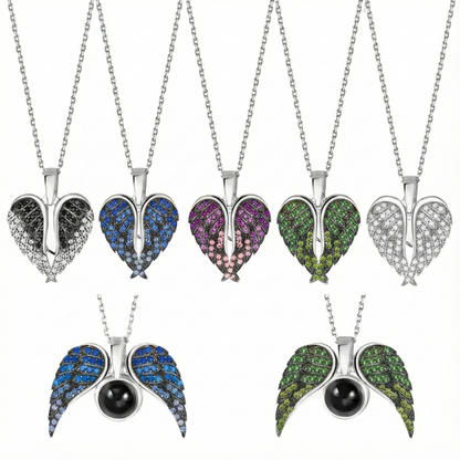 Collier Mémorial Ailes d'Ange Ouvrable – Pendentif Souvenir Photo à Projection (Hommage Deuil & Animaux)