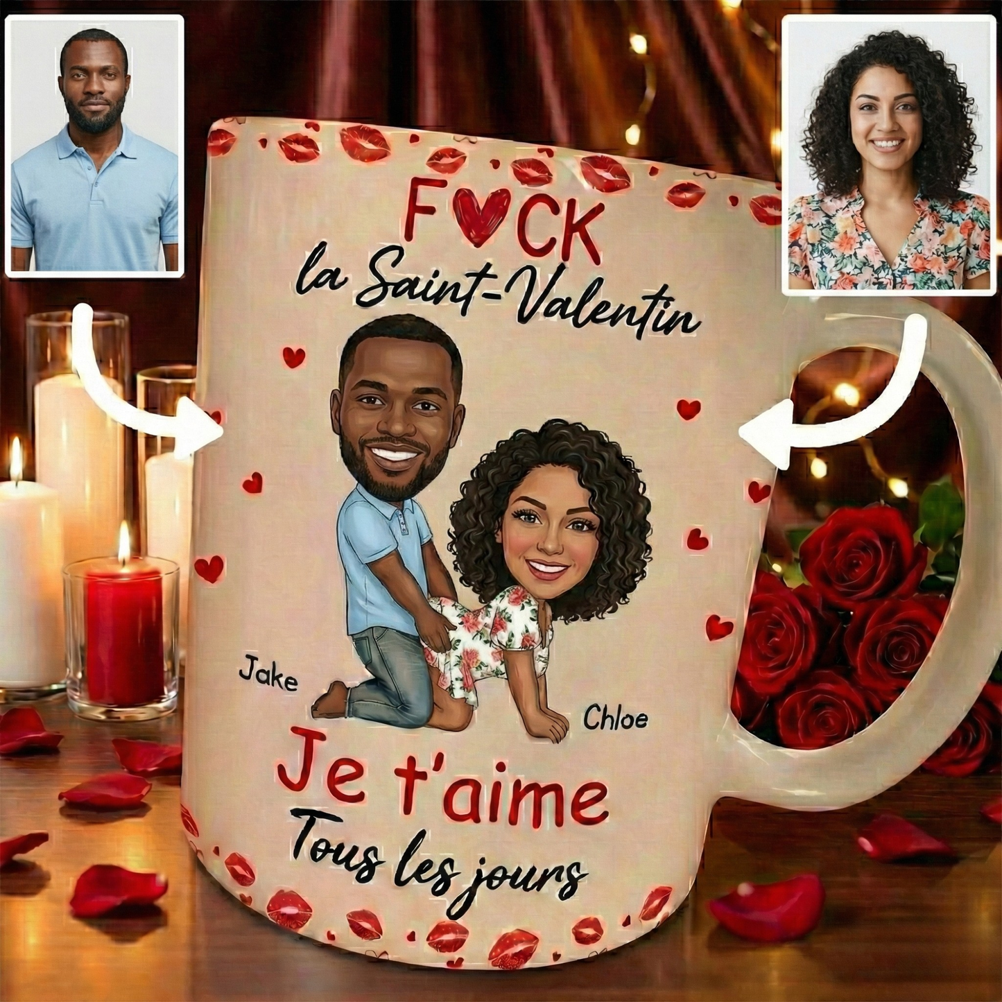 F*ck la Saint-Valentin, Je t’aime Tous les Jours – Mug Personnalisé Fun & Audacieux pour Elle, Lui, Femme ou Mari