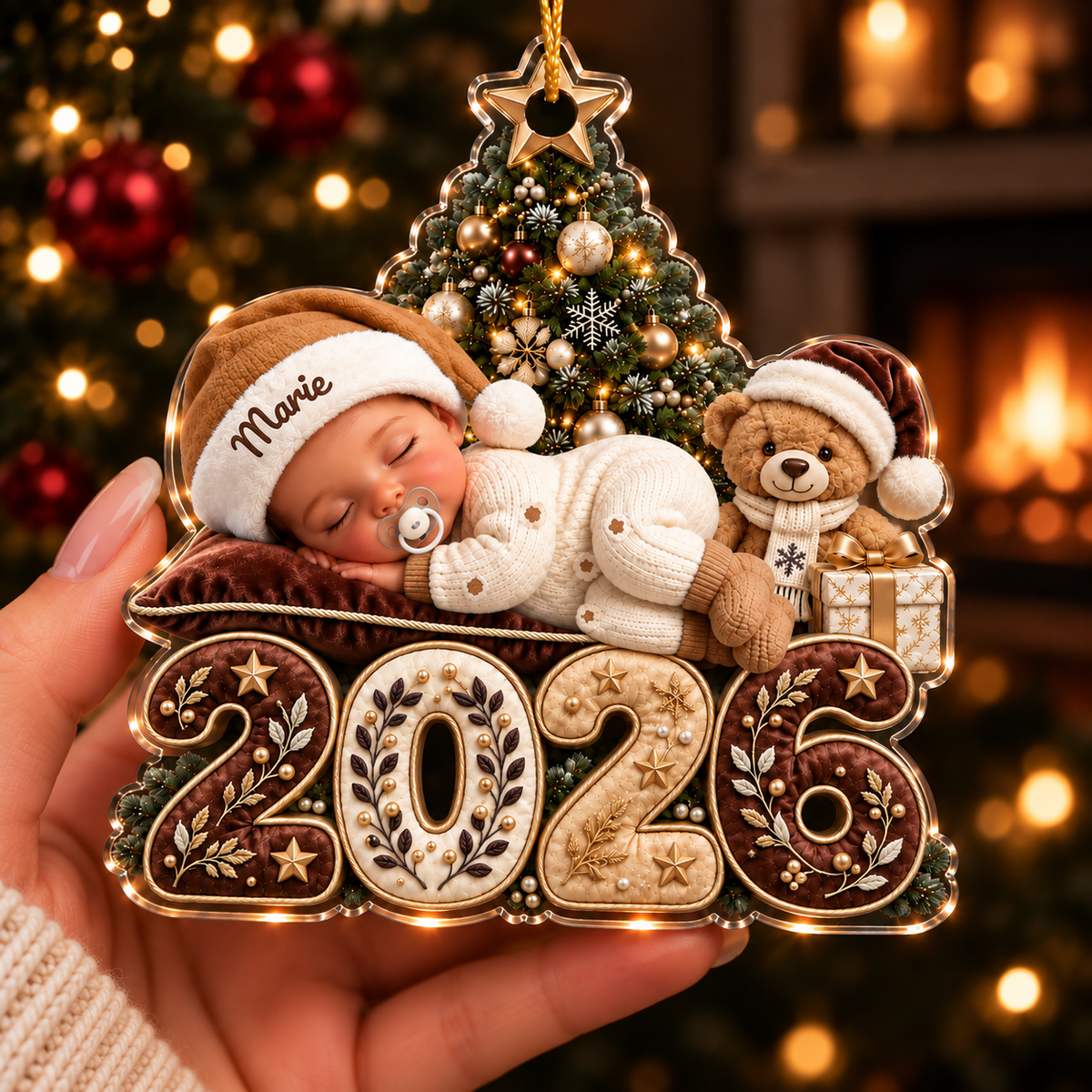 Ornement Premier Noël de Bébé Personnalisé – Cadeau de Naissance pour Nouveaux Parents