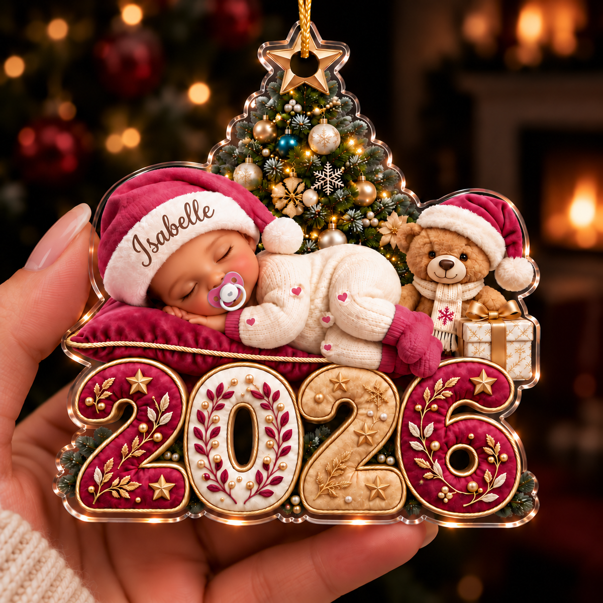 Ornement Premier Noël de Bébé Personnalisé – Cadeau de Naissance pour Nouveaux Parents