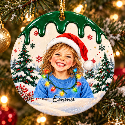 Ornement de Noël personnalisé avec photo et prénom — Un sourire à retrouver chaque année