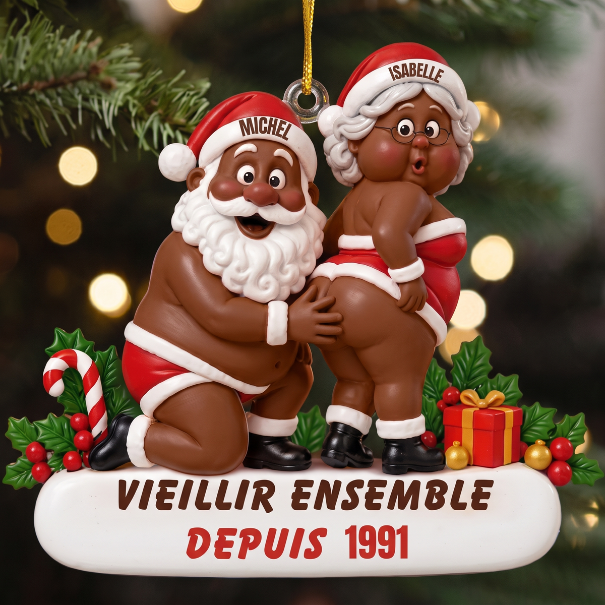 Ornement de Noël personnalisé pour couple – Notre histoire dans le sapin –  Cadeau pour mari et femme