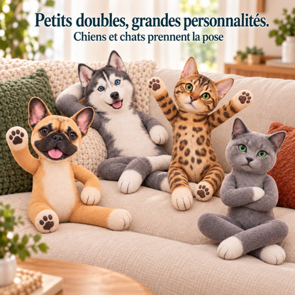Peluche articulée personnalisée avec photo de votre chien ou chat – Son petit double