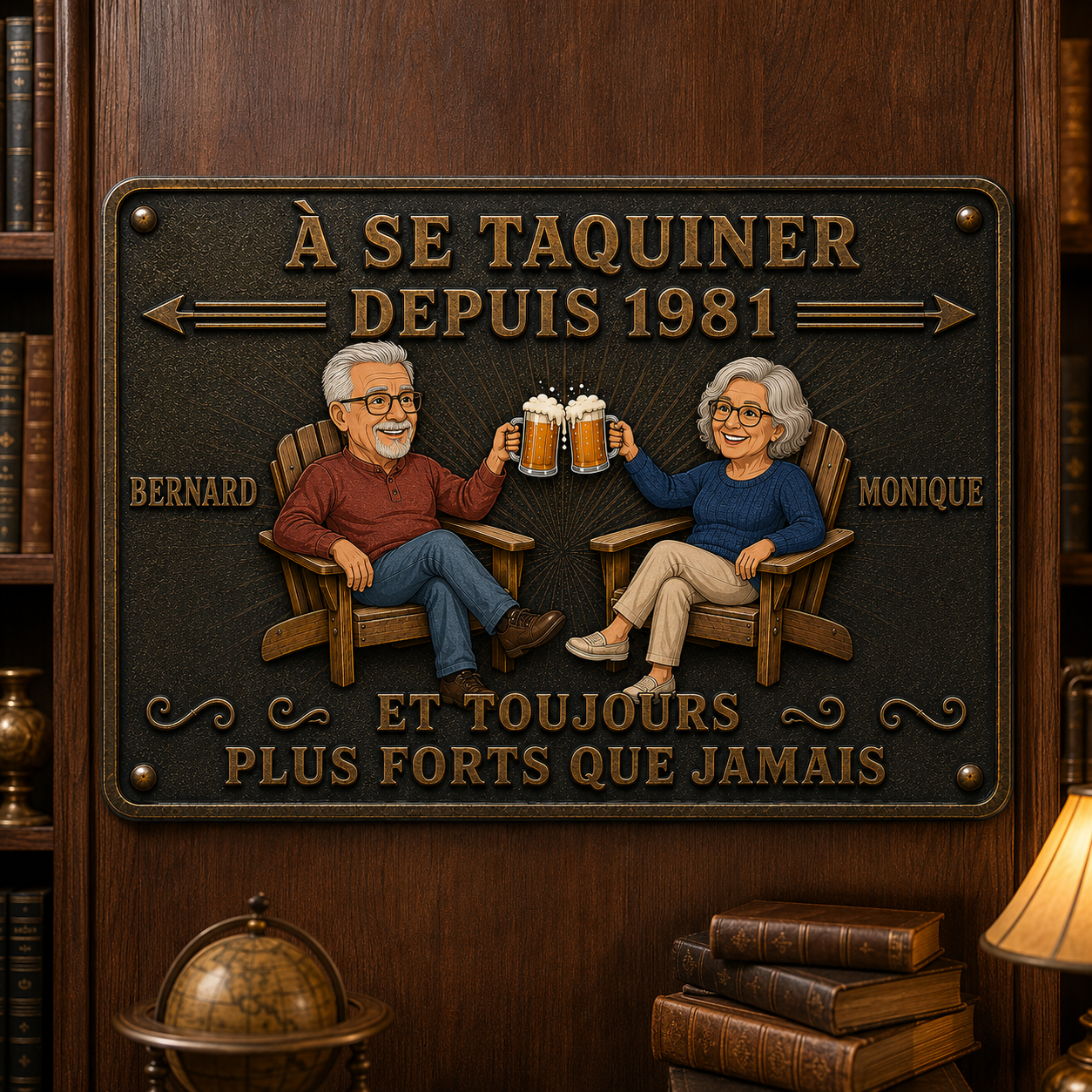 Plaque Métal Personnalisée pour Couple – À Se Taquiner Depuis – Cadeau d’Anniversaire de Mariage avec Prénoms et Année