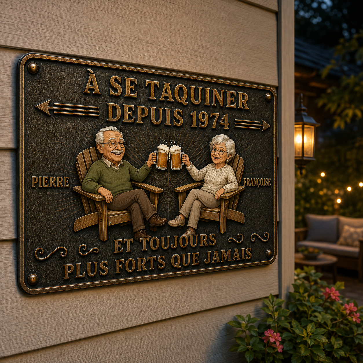 Plaque Métal Personnalisée pour Couple – À Se Taquiner Depuis – Cadeau d’Anniversaire de Mariage avec Prénoms et Année