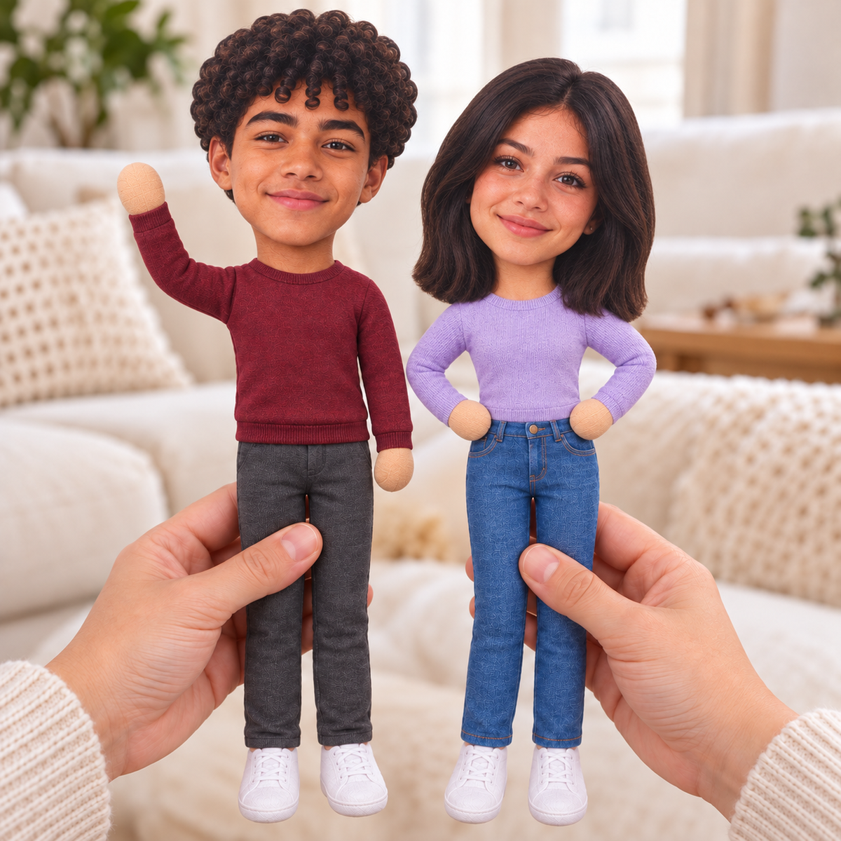 Poupée en peluche articulée personnalisée avec photo — Un petit double qui prend la pose