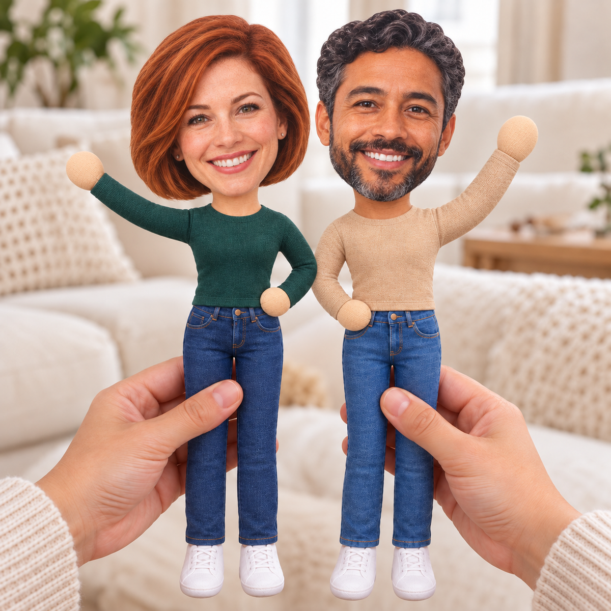 Poupée en peluche articulée personnalisée avec photo — Un petit double qui prend la pose