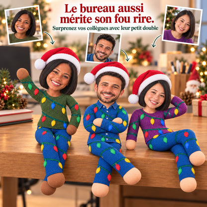 Poupée photo personnalisée et articulée de Noël – Votre petit double en tenue de fête