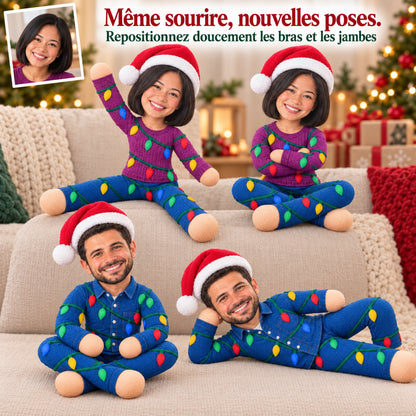 Poupée photo personnalisée et articulée de Noël – Votre petit double en tenue de fête