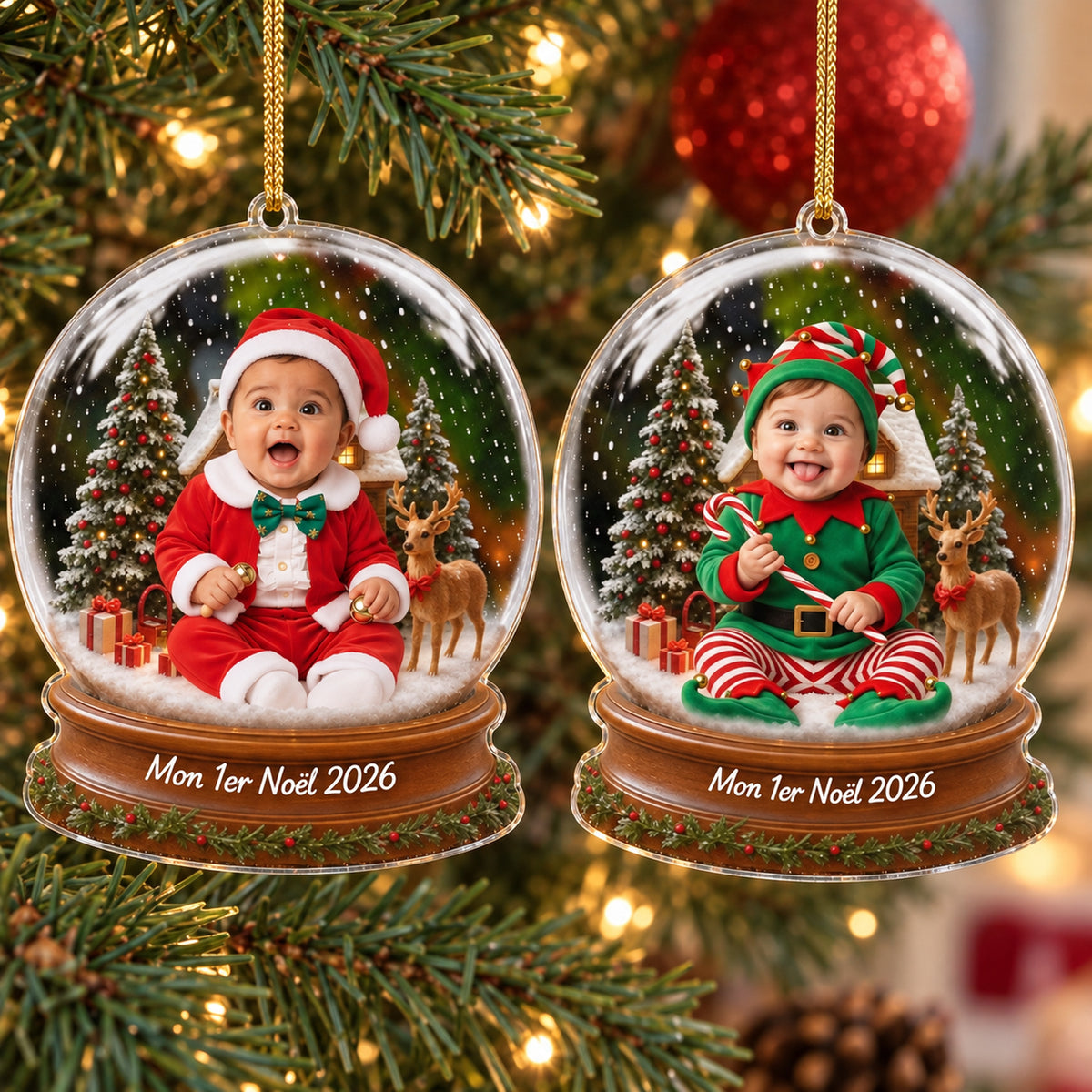 Premier Noël de Bébé avec costume de Père Noël, votre souvenir pour toujours