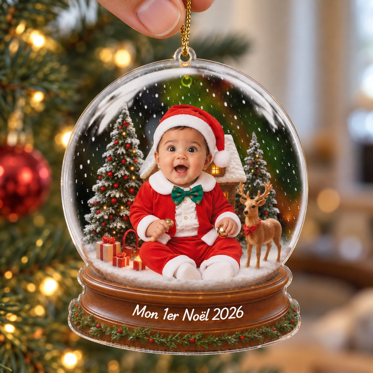 Premier Noël de Bébé avec costume de Père Noël, votre souvenir pour toujours
