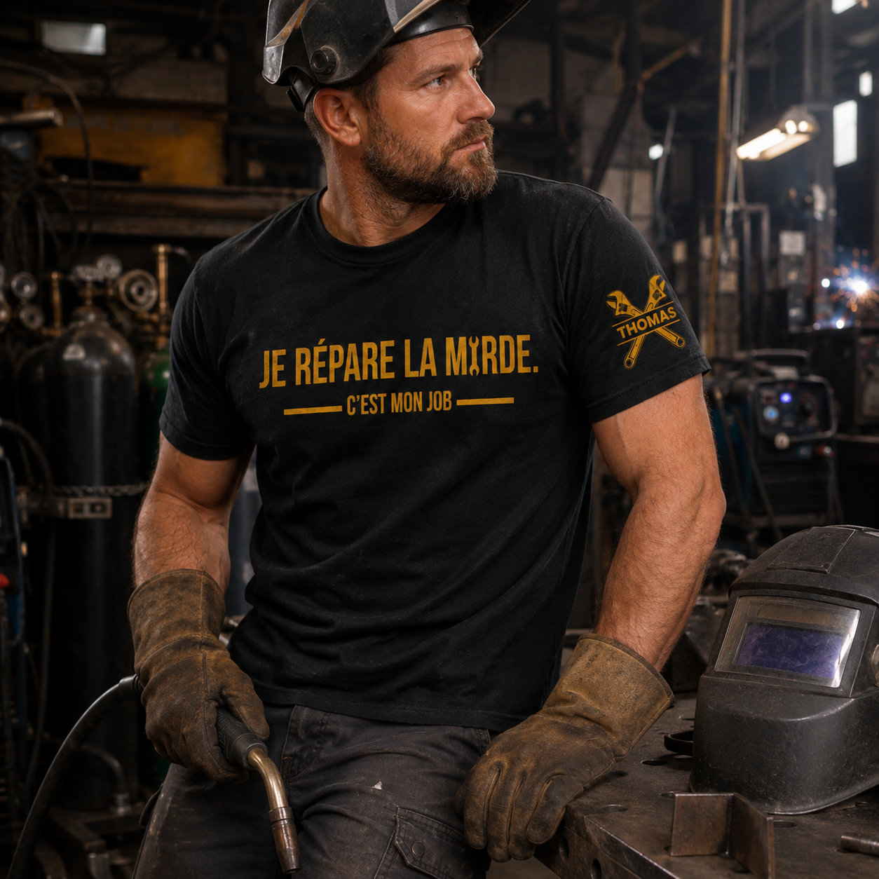 T-Shirt Personnalisé « Je Répare la M*rde. C’est Mon Job » – Cadeau Homme Original et Drôle