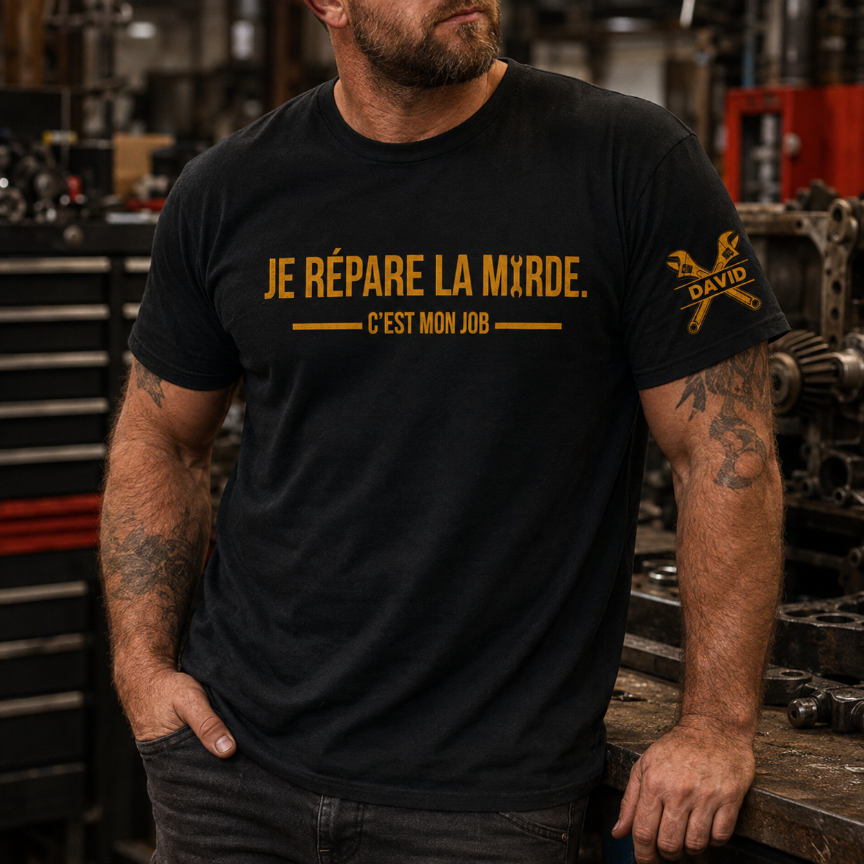 T-Shirt Personnalisé « Je Répare la M*rde. C’est Mon Job » – Cadeau Homme Original et Drôle