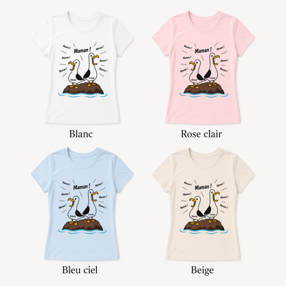 T-shirt Maman Personnalisé – Mouettes “Maman Maman Maman” avec Prénoms des Enfants