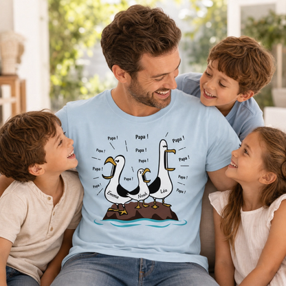 T-shirt Maman Personnalisé – Mouettes “Maman Maman Maman” avec Prénoms des Enfants