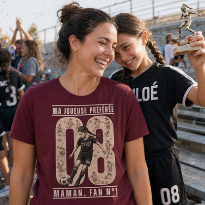 T-shirt Maman de Foot Personnalisé avec Photo, Prénom et Numéro – Maman Fan N°1