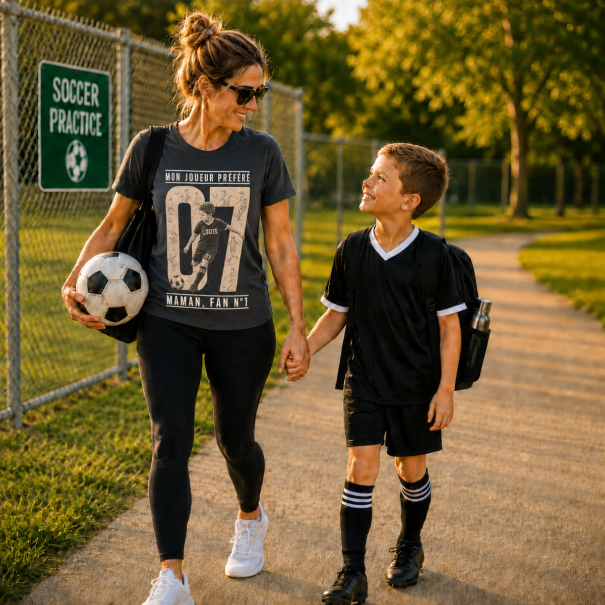T-shirt Maman de Foot Personnalisé avec Photo, Prénom et Numéro – Maman Fan N°1
