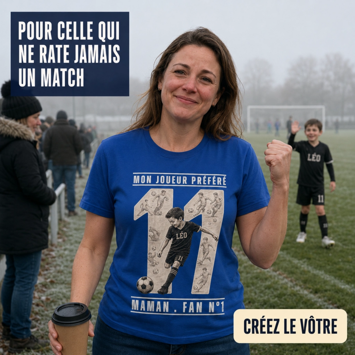 T-shirt Maman de Foot Personnalisé avec Photo, Prénom et Numéro – Maman Fan N°1