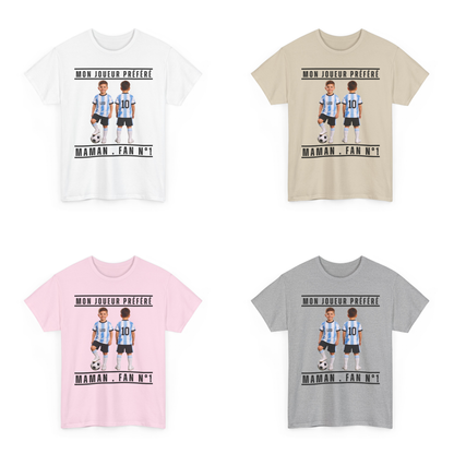 T-shirt Maman de Foot personnalisé – Portrait, prénom et numéro de son enfant