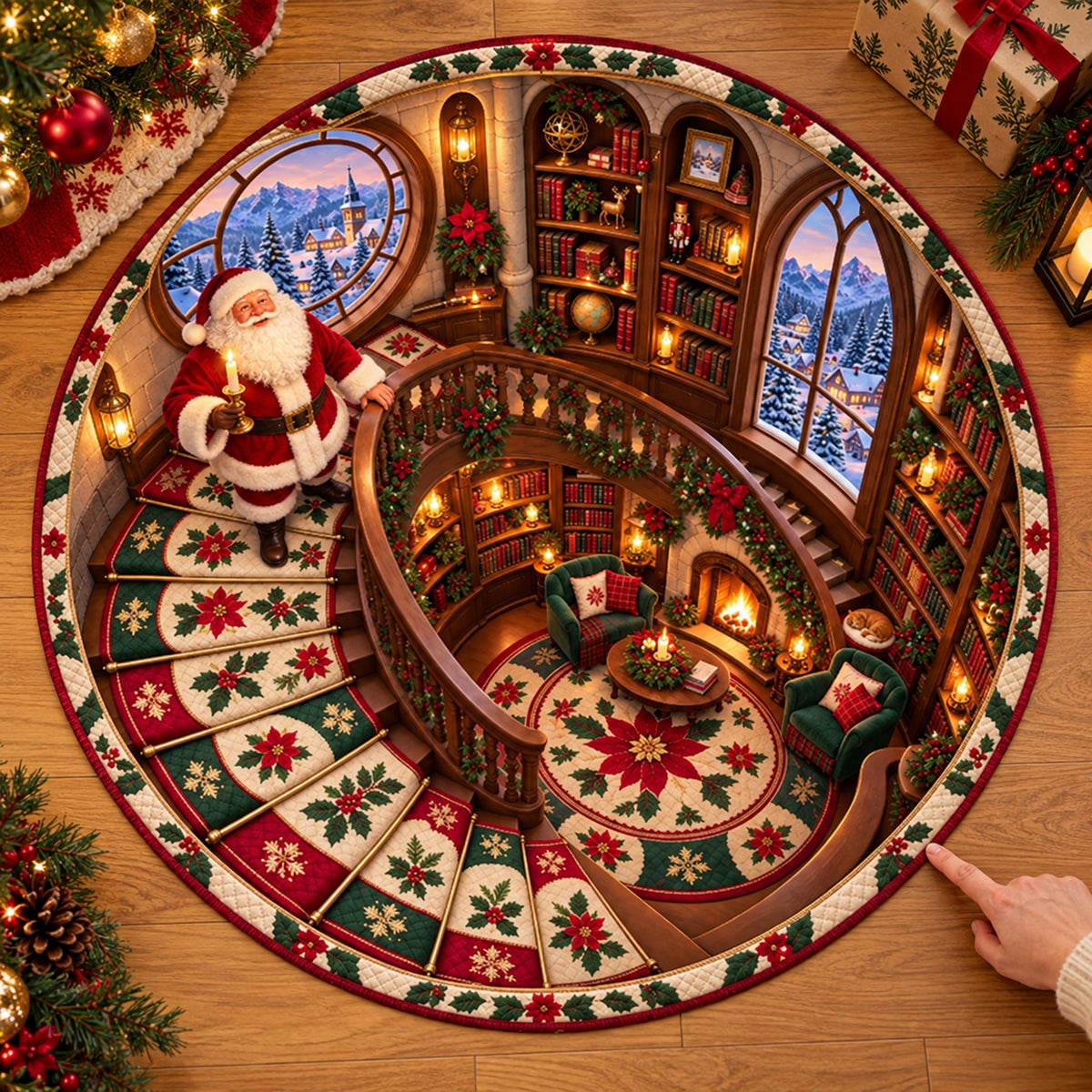 Tapis rond matelassé personnalisé - Cadeau de Noël ou d’anniversaire personnalisé pour maman, papa, frère ou sœur - Des moments joyeux toute la saison Give feedback