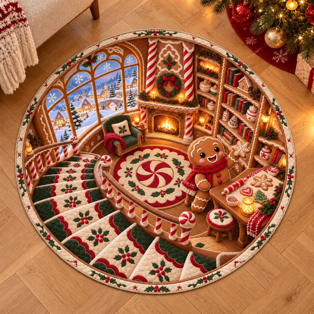 Tapis rond matelassé personnalisé - Cadeau de Noël ou d’anniversaire personnalisé pour maman, papa, frère ou sœur - Des moments joyeux toute la saison Give feedback