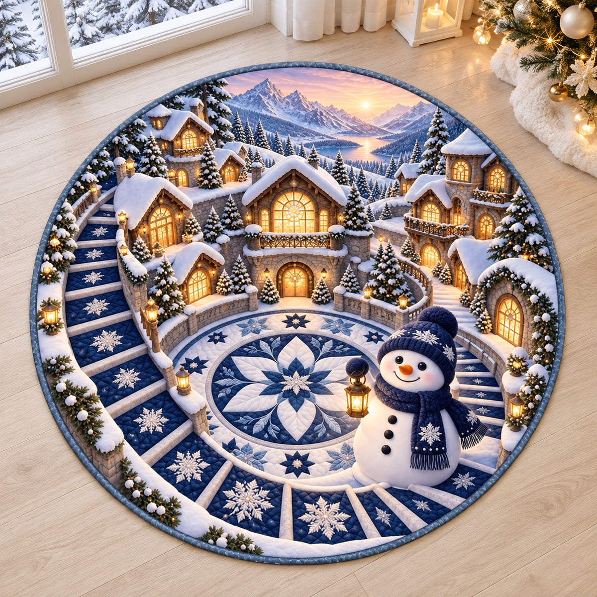 Tapis rond matelassé personnalisé - Cadeau de Noël ou d’anniversaire personnalisé pour maman, papa, frère ou sœur - Des moments joyeux toute la saison Give feedback